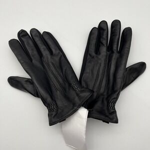 Macy's Leather Gloves Men's Black Dress Accessories Smocking Detail 4382